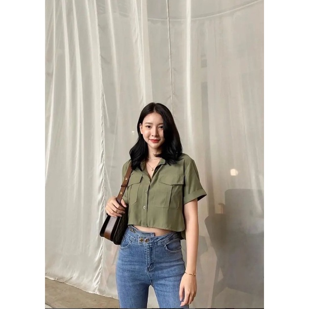 Dnayya.id - Basic Crop | Blouse Wanita Kekinian Terbaru Atasan Wanita Terbaru 2022 Kekinian