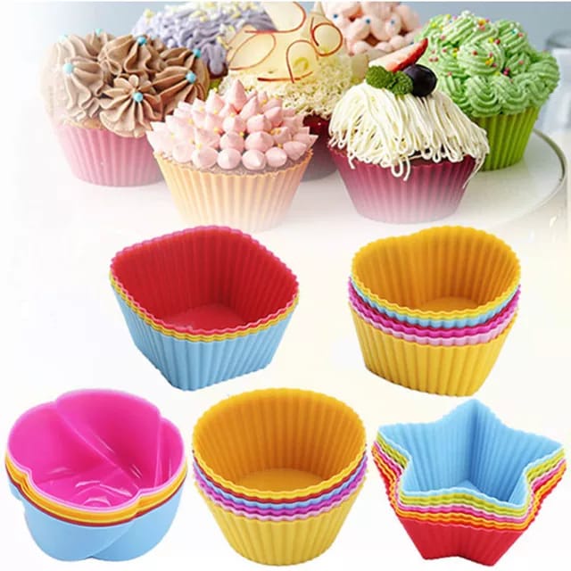 Cetakan Muffin berbagai motif Kue Cup Cake Silicone Tahan Panas Cetakan Silicone Cake Pudding Agar-Agar Cup Cake Serbaguna