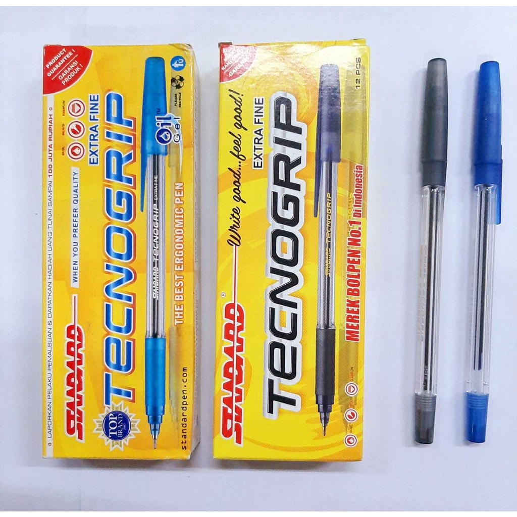 

BOLPEN PULPEN STANDARD TECNOGRIP EXTRA FINE HITAM BIRU 12PC PEN BOLPOINT