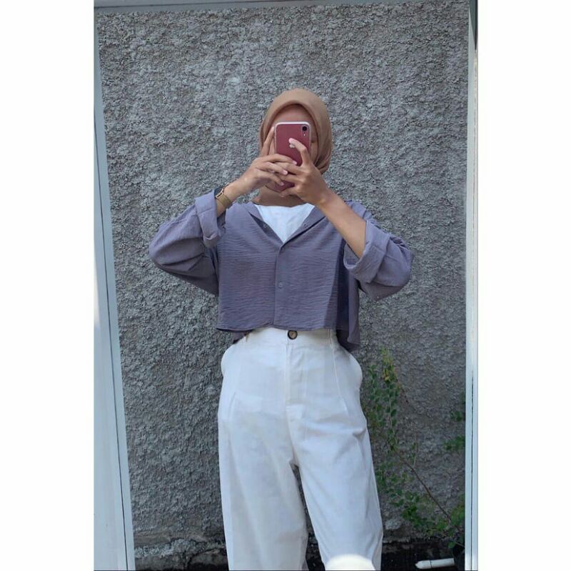 Crinkle Crop Top / Kemeja Crop / Hanin Crop / Kemeja Crinkle