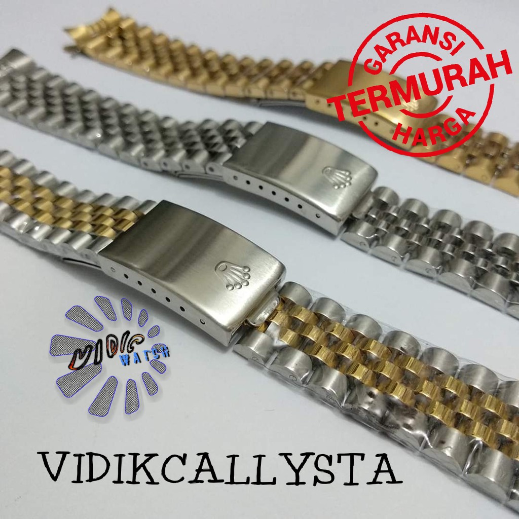 Tali Strap rantai 20 mm stainless steel jam tangan rolex datejust date just 20mm pria