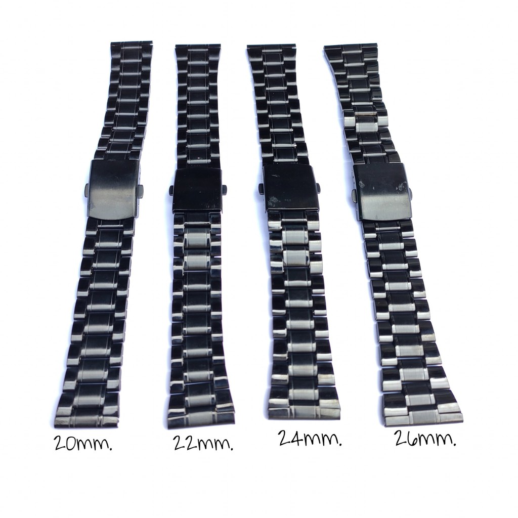 Strap Tali Jam Tangan Rante Hitam Stainless steel besi Lurus.