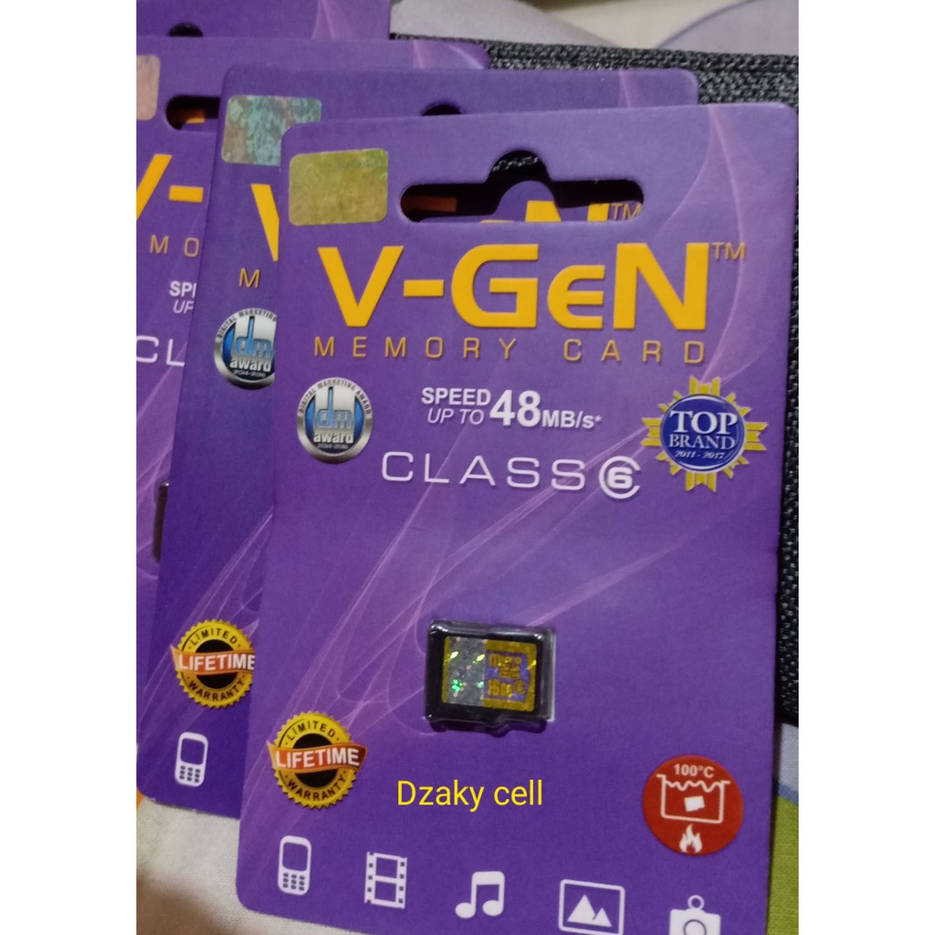 Memory Card V-Gen 16GB Class 6 48MBPS Memory Card Micro VGen TF Card Micro SDHC V Gen Memory Hp