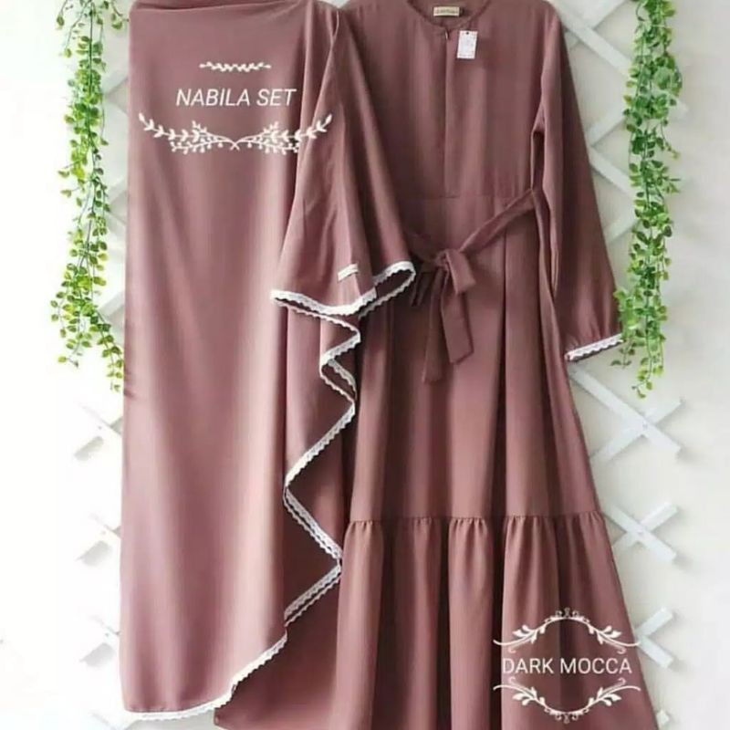 Nabila set baju gamis pakaian wanita dress fashion muslim