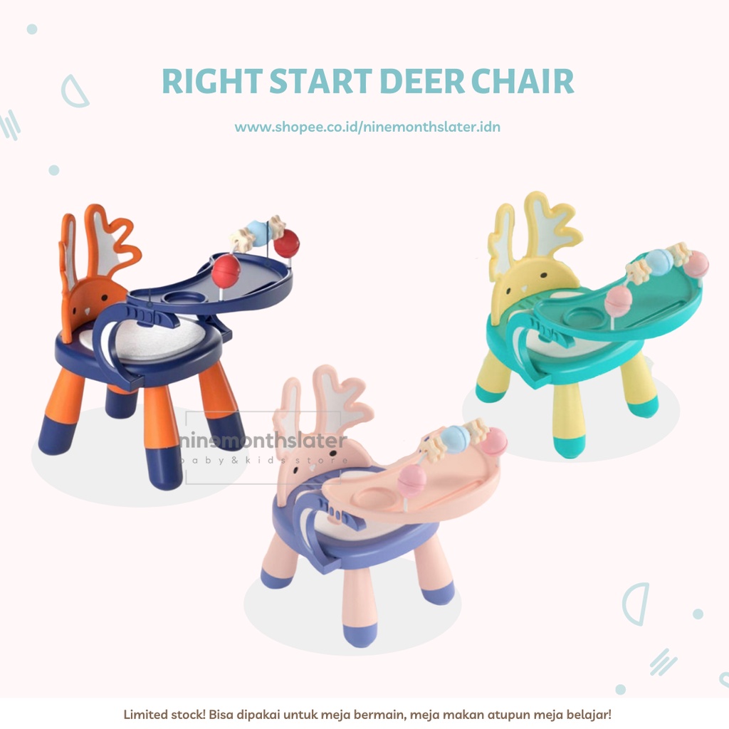 Right Start 3 in 1 Deer Chair - Activity Table and Chair Multifunction Kursi Meja Belajar Anak New