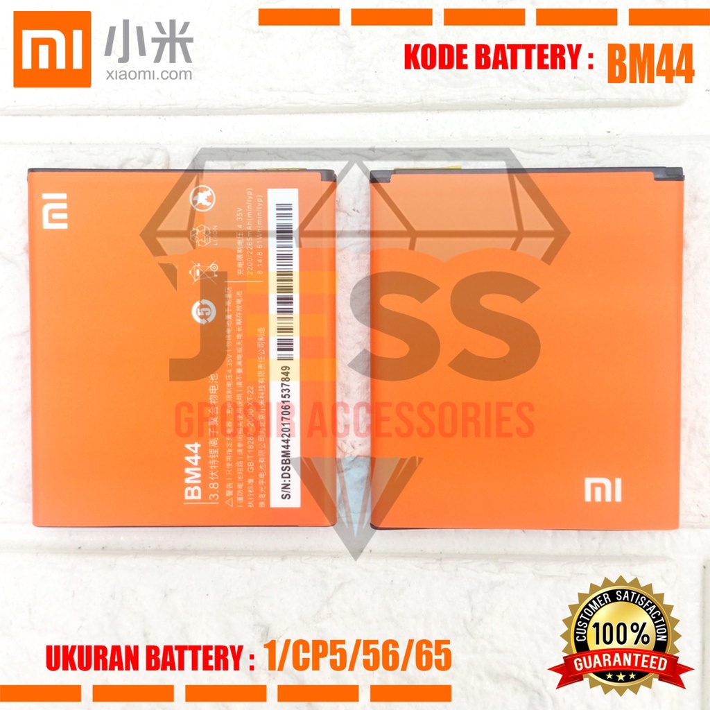 Baterai Battery Original Xiaomi BM40 BM41 BM44 For Tipe HP Xiao mi Redmi 1 , Redmi 1s , Redmi 2 , Redmi 2s , Redmi 2a , Redmi 2 Prime