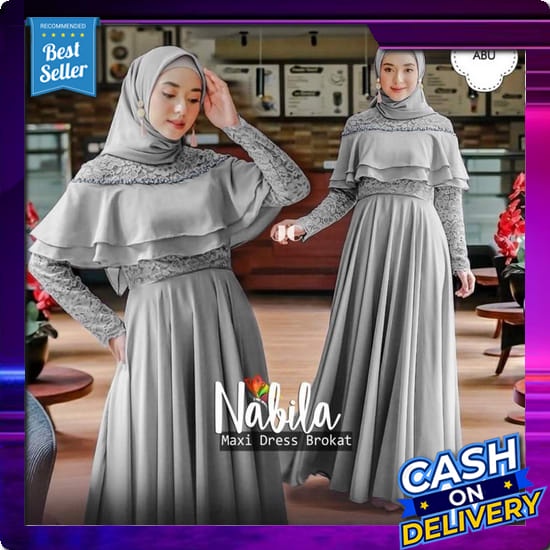 [Cod] Pakaian Baju Fashion Gamis Wanita Cewek Dress Gamis Ceruti Babydol Polos Full Furing Terbaru M