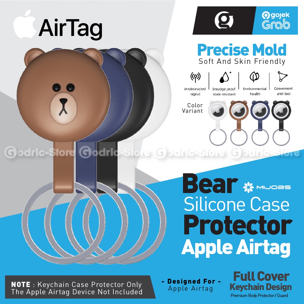 New MIJOBS Gantungan Kunci Silicone Bear for Apple AirTag Case Cover / Keyring Holder Airtags Casing