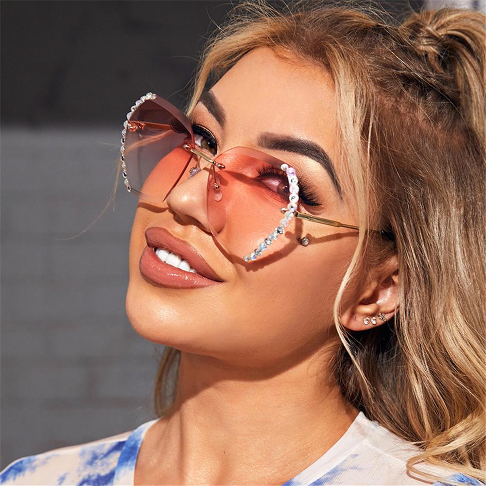 R-flower Rimless Sunglasses Musim Panas UV400 Shades Sun Glasses