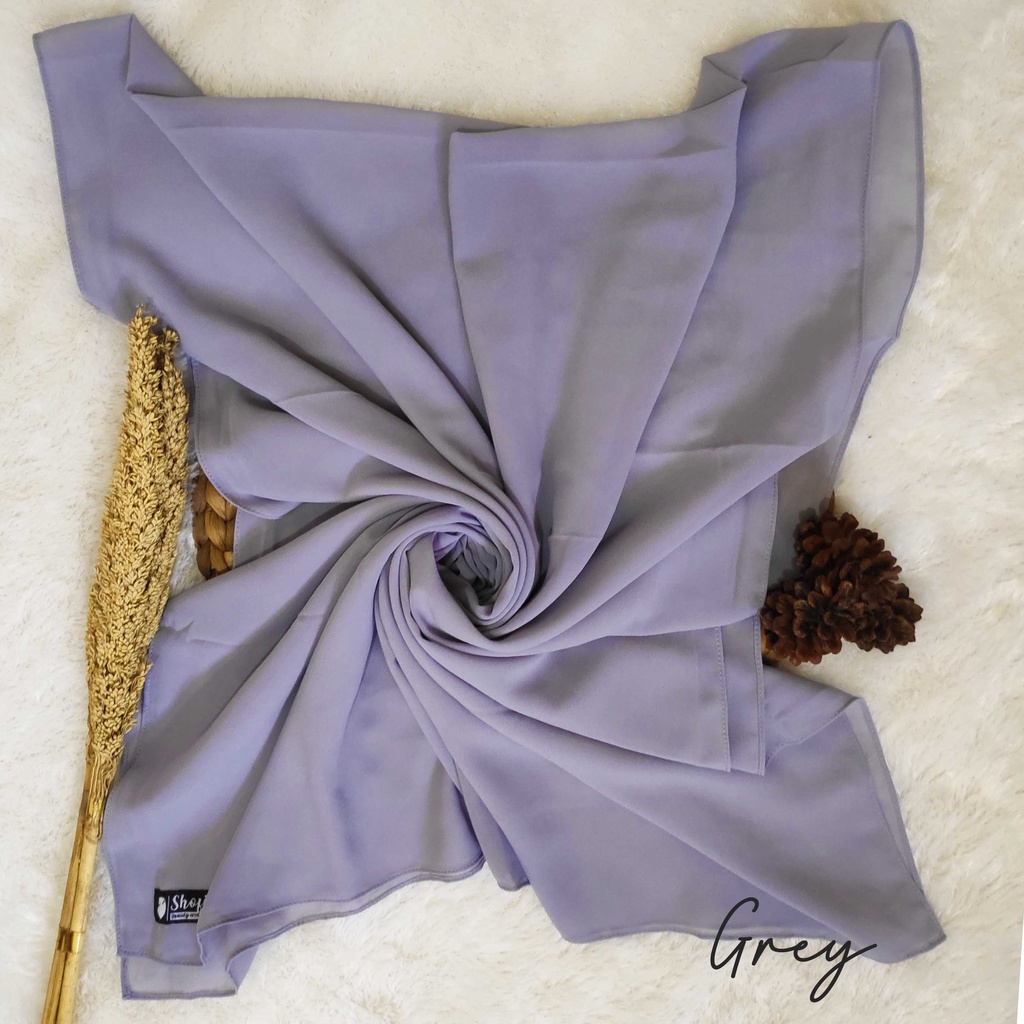 [200x75] HIJAB PASHMINA JAHIT TEPI CERUTY BABY DOLL, PASHMINA CERUTI, JILBAB PASHMINA, PASMINA-Grey