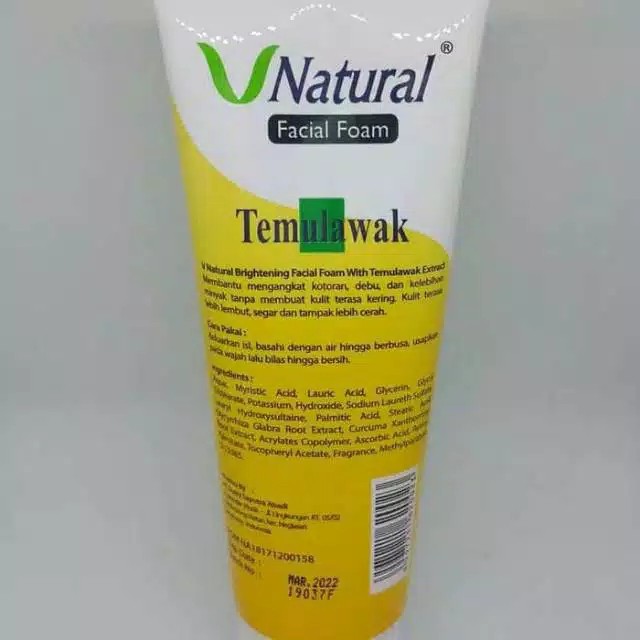 (CYBER) COD V NATURAL FACIAL FOAM TEMULAWAK 100GR - SABUN WAJAH V NATURAL