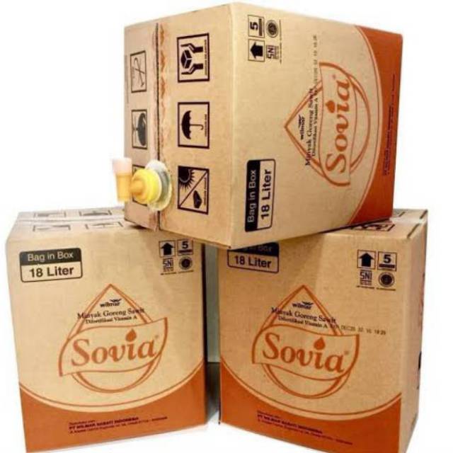

Minyak goreng Sovia 18Ltr kemasan Bag in Box BIB