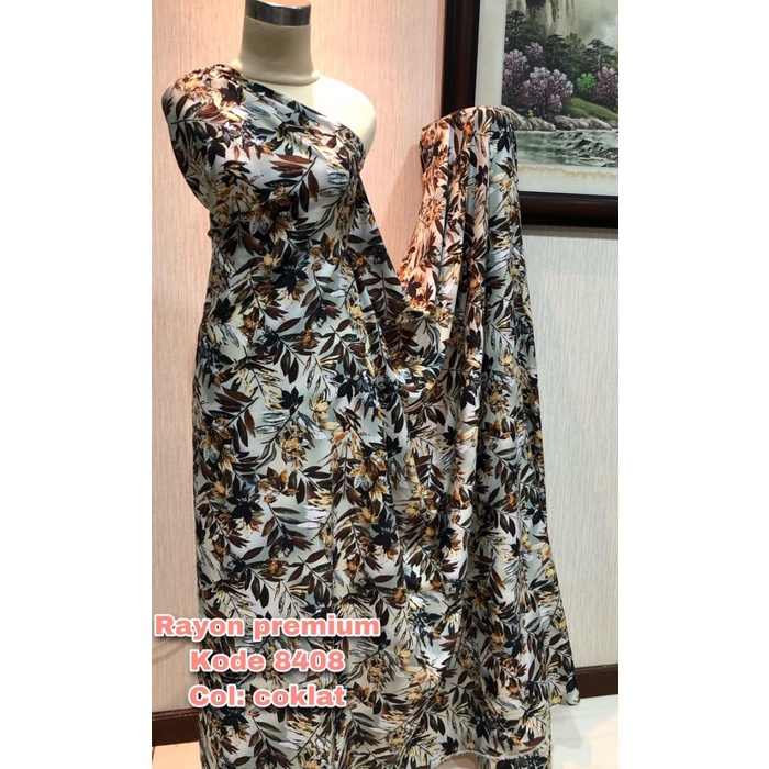 MUKENA- BAHAN KAIN KATUN RAYON PRINT BUNGA CELANA KULOT MUKENAH METER GROSIR - 8422 HITAM -MUKENA.