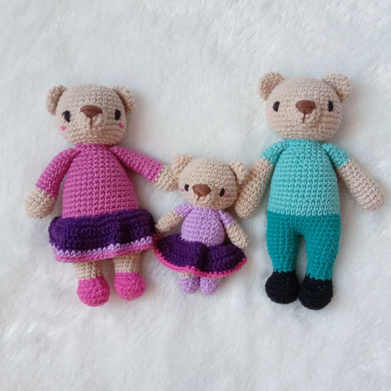 boneka rajut Amigurumi beruang family