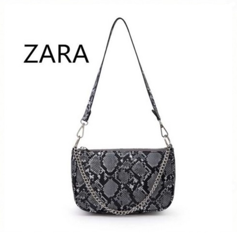 (PGBAGS)TAS  2 TALI RANTAI DAN PU HANDBAG &amp; SLINGBAG MOTIF SNAKE IMPORT/PREMIUM #707179