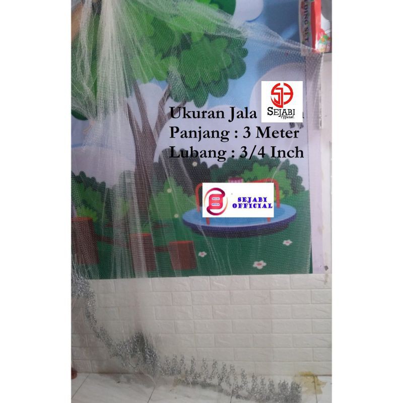 (Sejabi) Termurah Jala Lempar Ikan 3/4 inch Tinggi 3 Meter Bahan Senar/Tansi