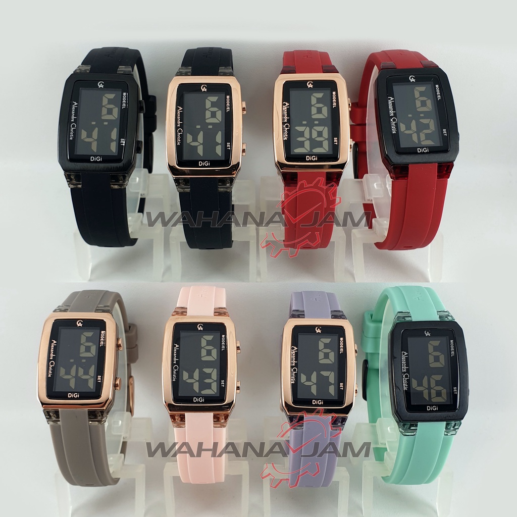 Alexandre Christie AC 9346 LH / Jam Tangan Wanita AC9346 Digital Karet Model 2455 Rubber Original