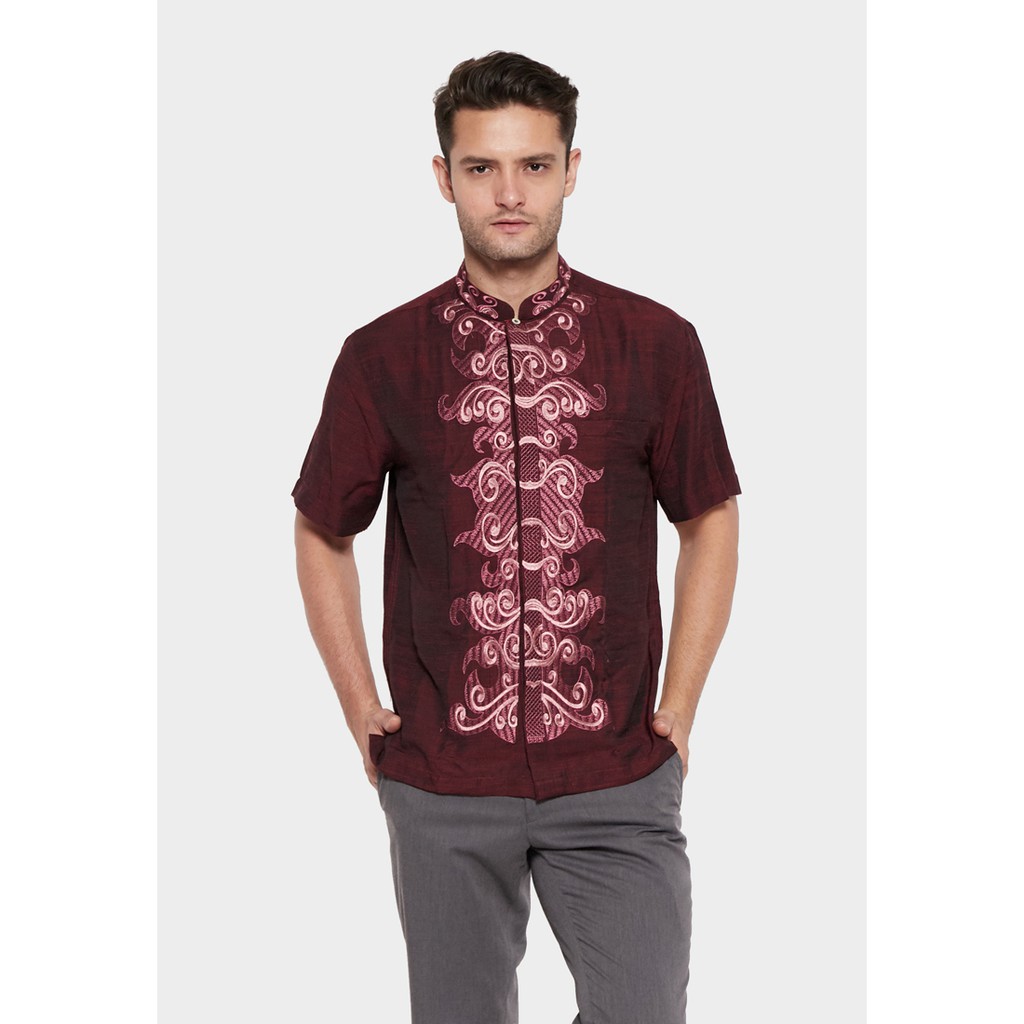 AL-AROFI Baju Koko Pria - Develi Cotton Shirt Red