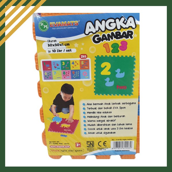 Puzzle Matras EVAMAT Angka Gambar Menarik Ukuran 30x30 Alas Lantai Serbaguna Playmat Bayi Aksesoris