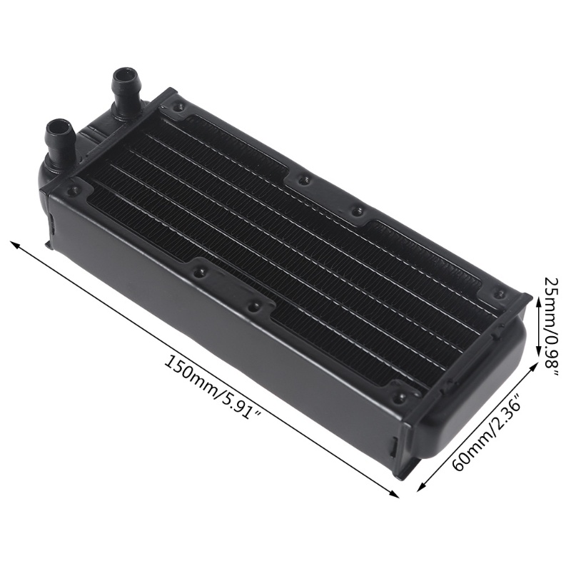 Gro 60x120mm Computer Water Cooling Radiator G1 / 4 Female Thread Heat Dissipation for Computer PC CPU Water Cool System