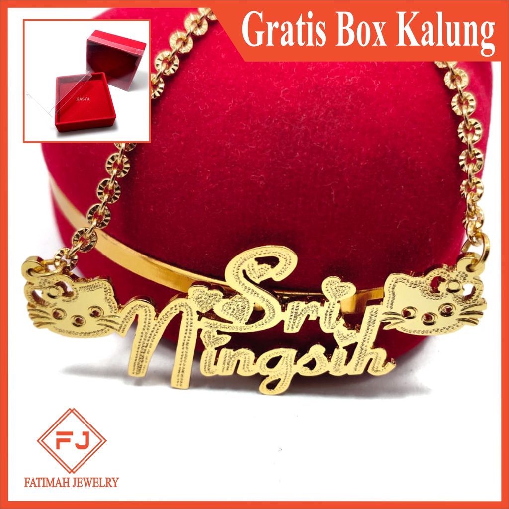 PROMO! KALUNG NAMA GOLD TITANIUM FASHION WANITA INISIAL LAPIS EMAS ASLI anti karat