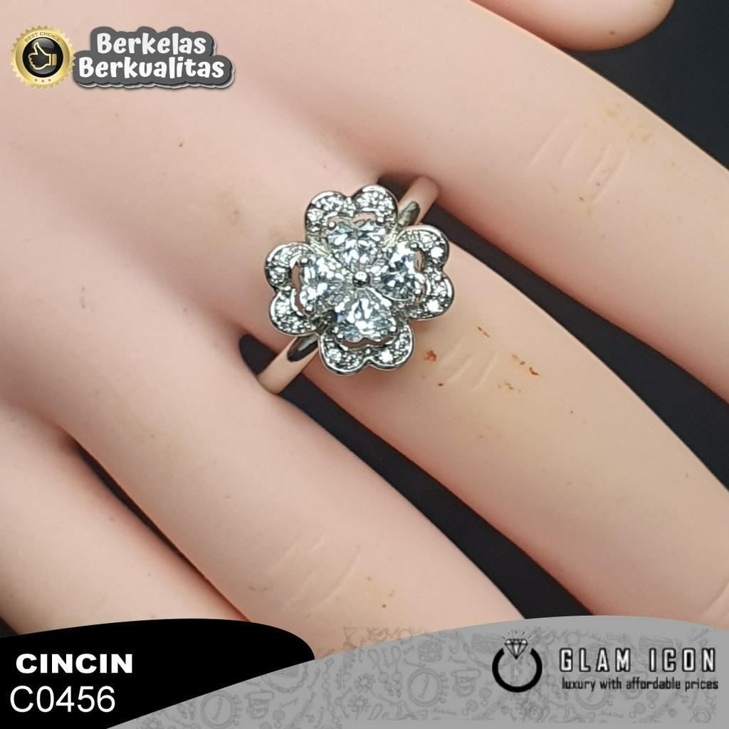 Cincin Wanita mata bunga clover dabel C0456 CCS