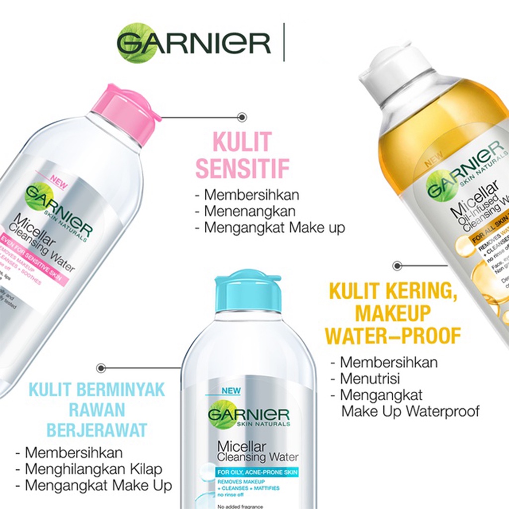 ❤ UNDER100 ❤ Garnier Micellar Water Pink | Blue Biru | Bi-phase Oil | Vit C Kuning | Rose Water 125ml