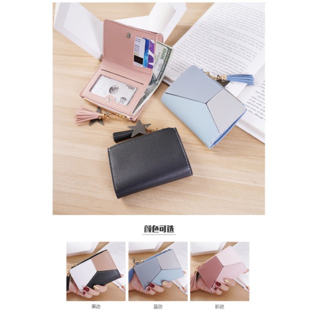 ASIN829 Dompet Lipat Wanita D17 Dompet Wanita 3 Warna Ritsleting Pendek Dompet Wanita Dompet Wanita Dompet Koin Fashion