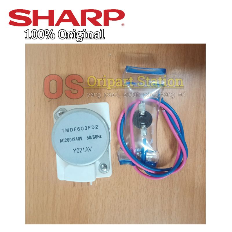 DEFROST TIMER DAN THERMO BIMETAL KULKAS SHARP ORIGINAL SATU SET