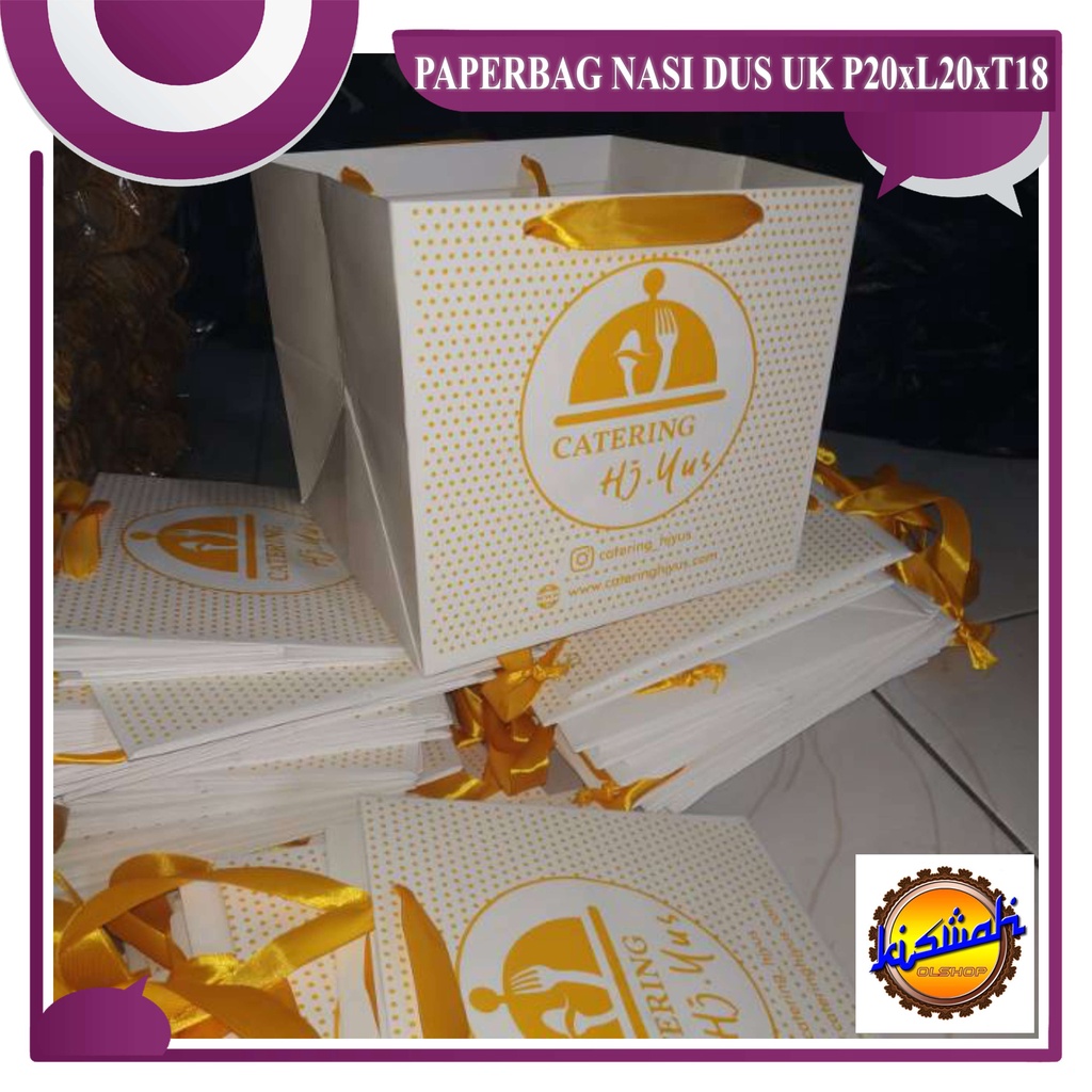 

paperbag sablon P20xL20xT18 cm , paperbag putih, tas kertas , tempat roti, tempat tumpeng mini