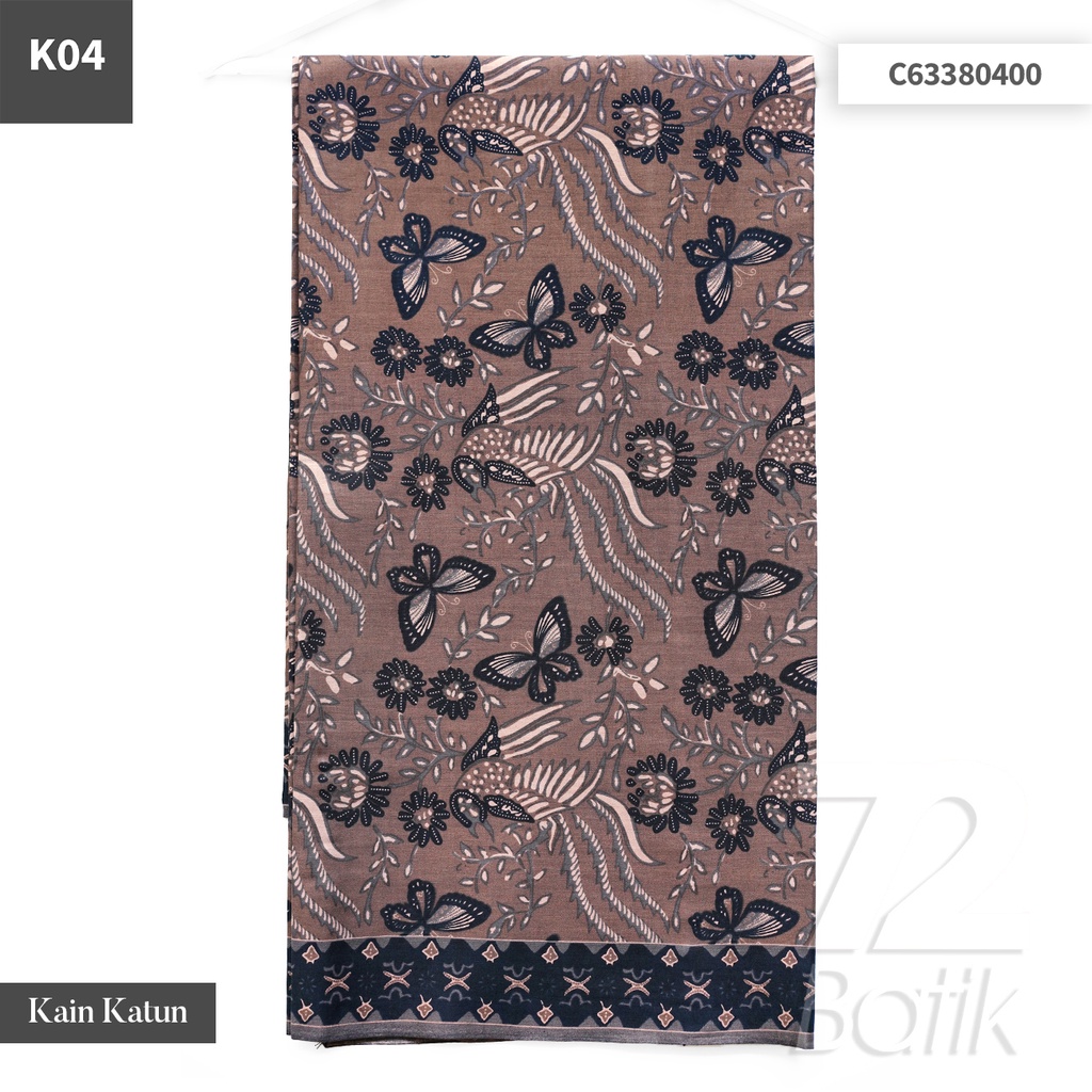 KAIN BATIK KATUN Premium Motif Kupu Kupu Two Tone Pagi Sore Warna Cream 722249 CAP 72