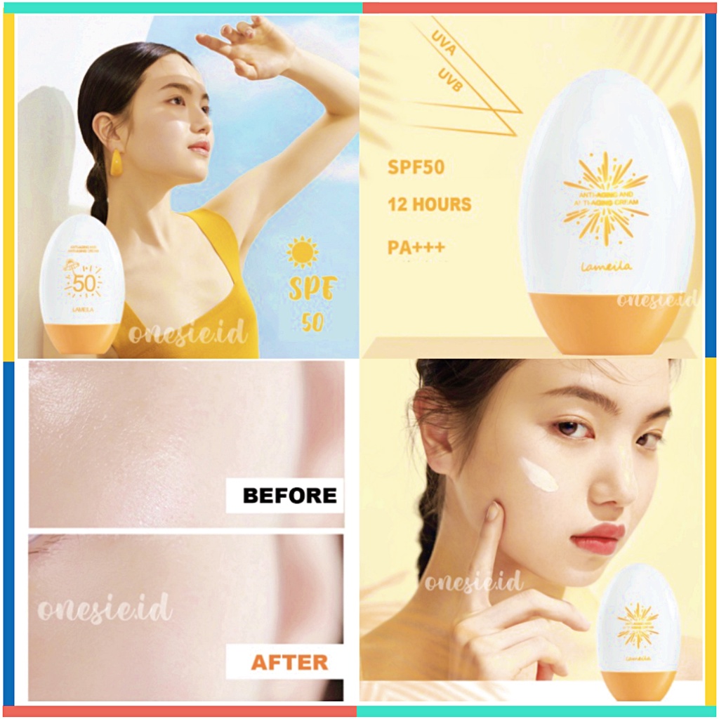 LAMEILA Sun Screen SPF 50 Sun Block Wajah Tahan PA+++ 12 Jam Egg LA065 3053