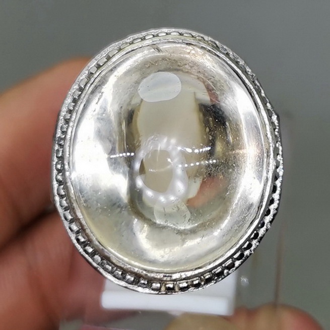 Cincin Batu Akik Asli Kinyang Es Kristal bening