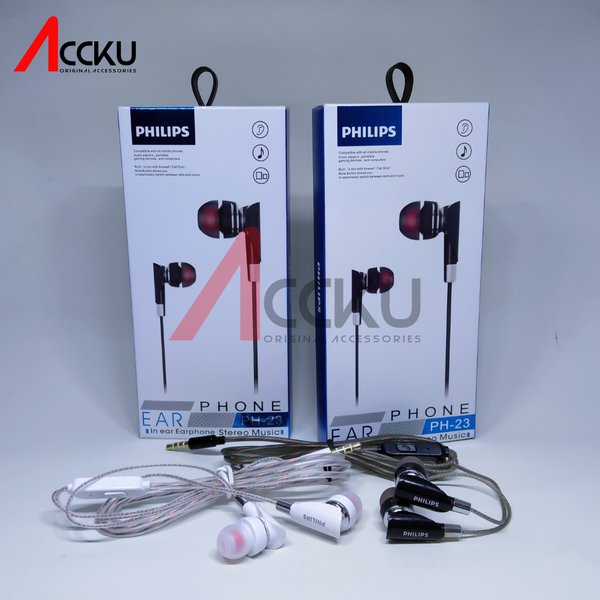 Philips PH-23 Universal Handsfree 3.5mm Headset | Earphone Universal With Microphone &amp; Function Button