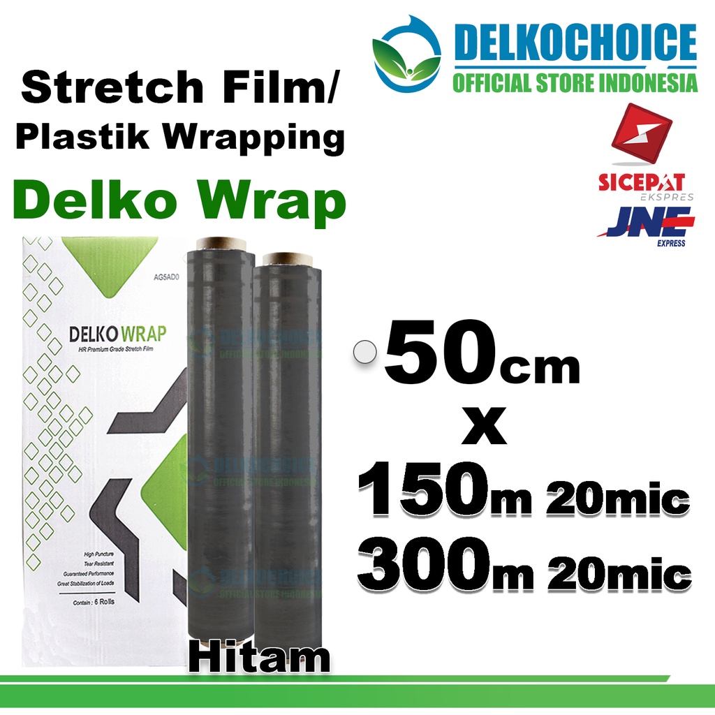 

Plastik Wraping Stretch Film BLACK 50cm HITAM DELKOWRAP WRAPPING Pembungkus PREMIUM KARGO / DUS