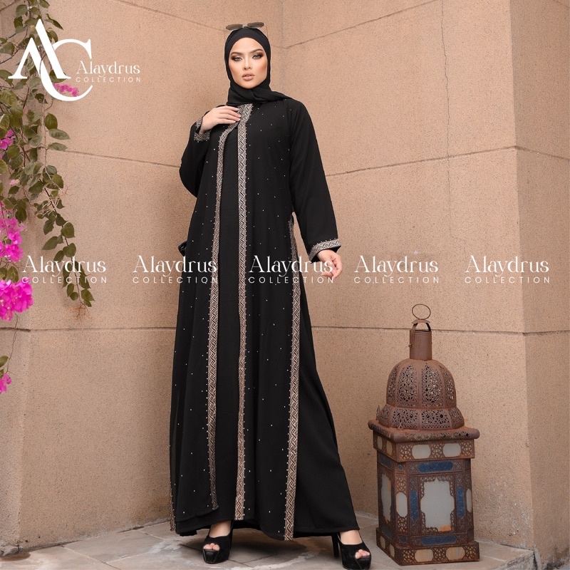 Baju Muslim Abaya Bordir Gamis Maxi Dress Arab Saudi Bordir Zephy Turki Umroh Sifon tengah India