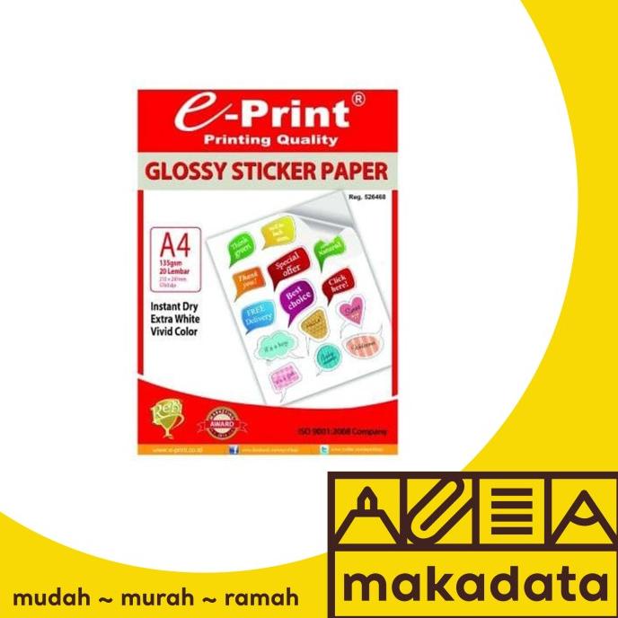 

>>>>>] PAPER | KERTAS STICKER GLOSSY E-PRINT A4 135 GRAM MURAH