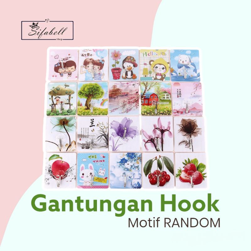 Gantungan HOOK Tempel MOTIF KOREA Hanger Besi Cantelan Dinding Serbaguna