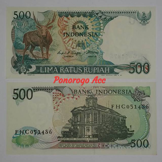 (GRESS) Uang kuno rp 500 rusa 500 kijang 500 menjangan tahun 1988 500 rupiah rusa uang kuno rp.500