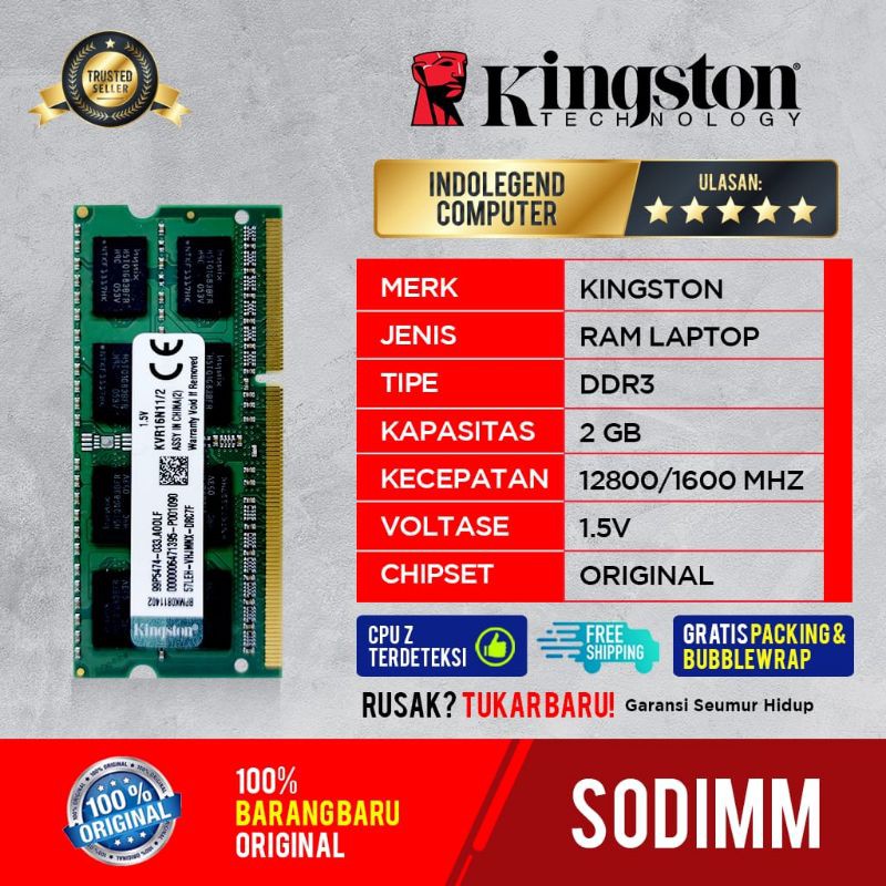 Kingston sodim ddr3 2gb pc12800