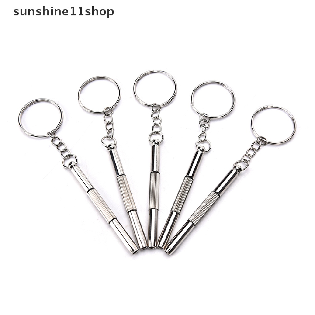 Sho 5pcs 3in1 Obeng Mini Dengan Gantungan Kunci Untuk Reparasi Kacamata / Jam Tangan