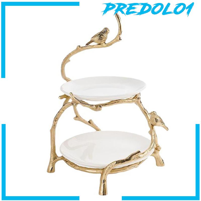 [PREDOLO1] Two-Tiered Snack Tray Key Bracelet &amp; Rings Storage Cake Dessert Plates Holder