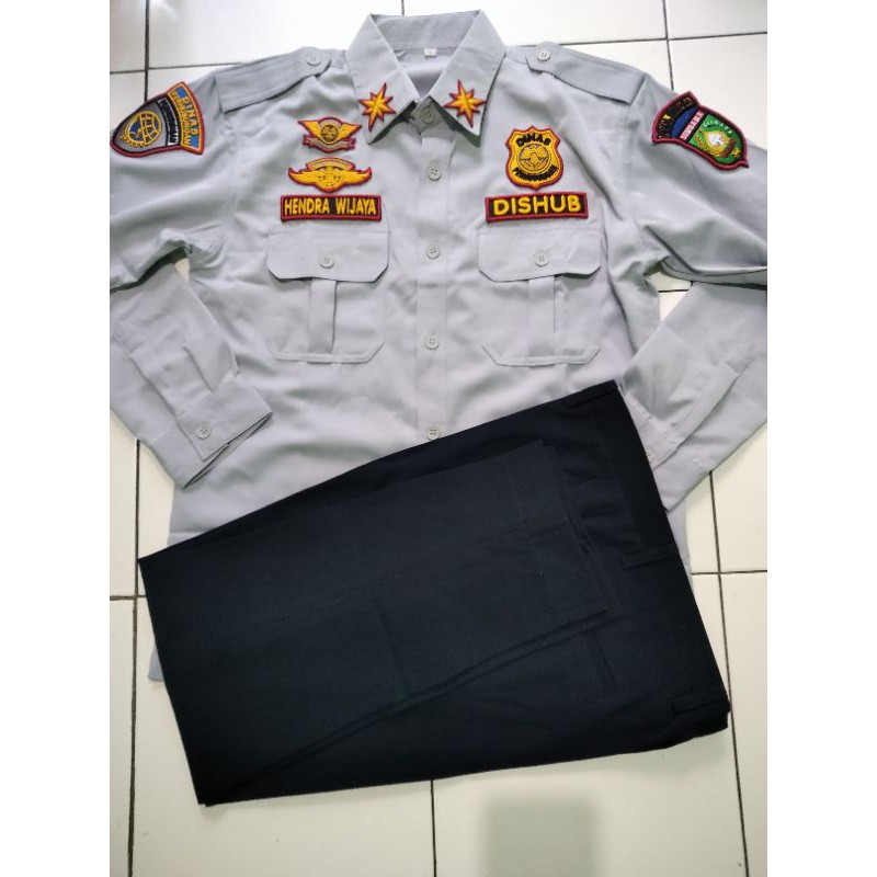 Setelan baju PDL DISHUB lengkap dengan atribut