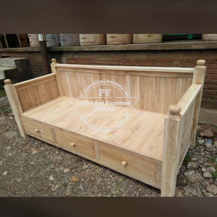 Furniture Jati Bale Bale Bangku Panjang Kursi Santai Kayu Jati Polos Free Ongkir