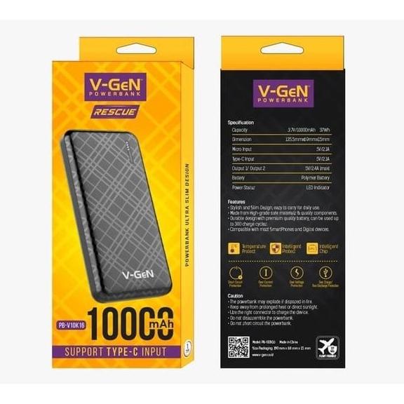 Powerbank Vgen 10000Mah Slim Power Bank Slim 10000 Mah Usb Type C Drc Ikutanyukstore