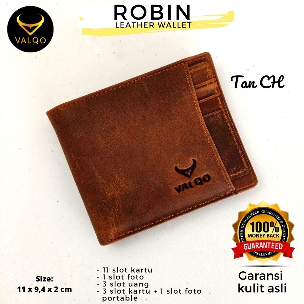 [VALQO] ROBIN Dompet Kulit Sapi Crazy Horse CH Dompet Pria Dompet Kartu Dompet Pendek Lipat