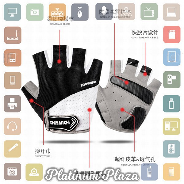 Black Forest Sarung Tangan Sepeda Half Finger Size L - BF01 - Black White`F7R7KI-