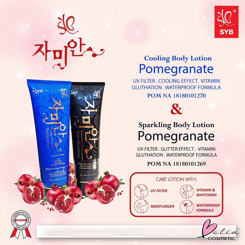 ❤ BELIA ❤ SYB Sparkling Body Lotion Whitening Pomegranate | Hand Body Lotion 200ml | Vitamin C | BPOM