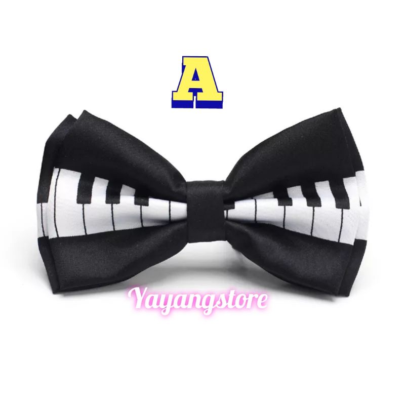 Dasi kupu - kupu piano not melodi musik / bowtie acara musik konser piano import