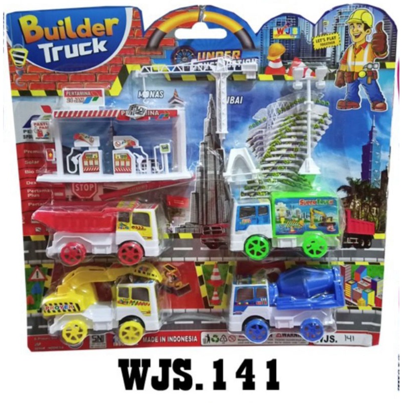 WJS 141 - Mainan Mobil Truk Konstruksi isi 4 pcs Pom Bensin WJS141